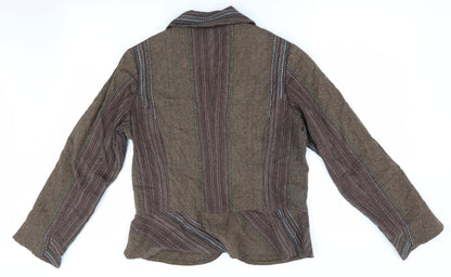 Adini Womens Brown Striped  Jacket  Size S