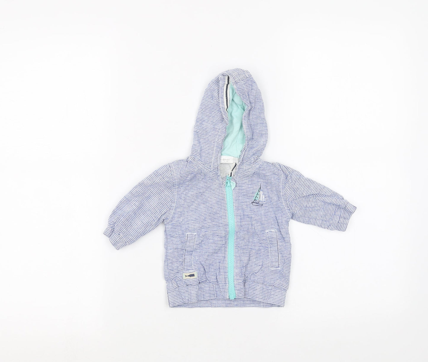 NEXT Baby Blue Striped  Parka Coat Size 0-3 Months