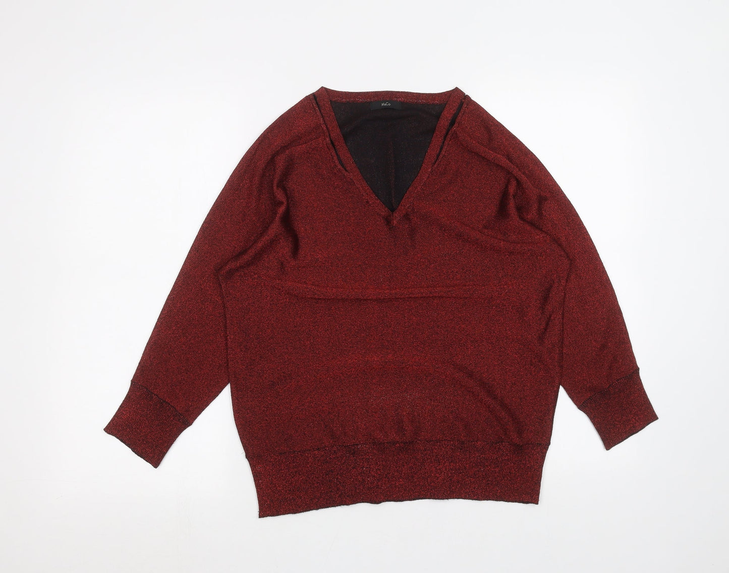 M&Co Womens Red   Basic T-Shirt Size 12