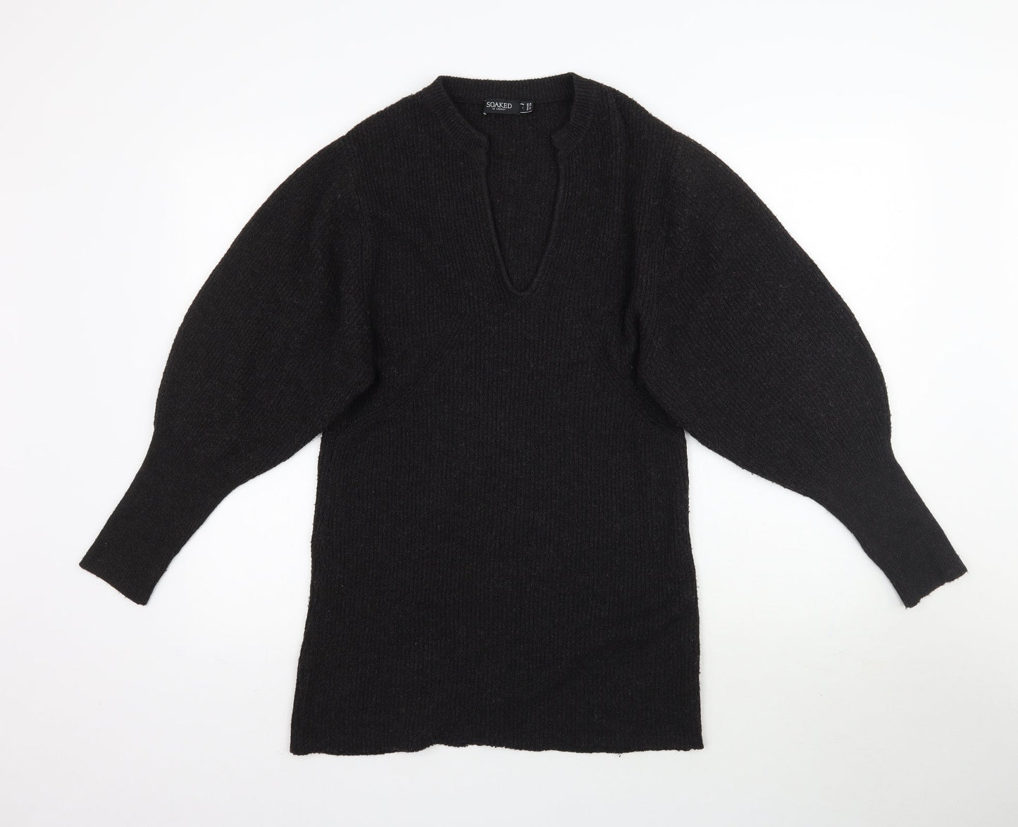 Soaked Womens Black  Knit Pullover Jumper Size S  - Balloon Sleeve