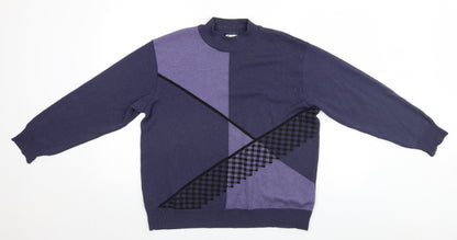 Preloved Preworn Mens Blue Geometric  Pullover Jumper - Front
