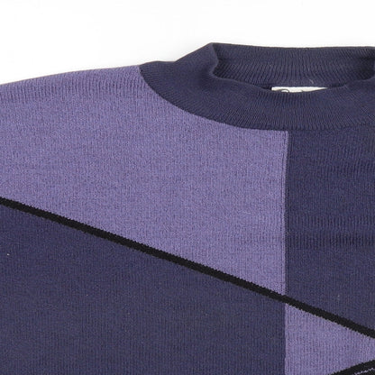 Preloved Preworn Mens Blue Geometric  Pullover Jumper - Detail