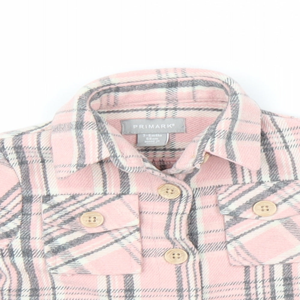 Primark Girls Pink Plaid  Basic Button-Up Size 3-6 Months