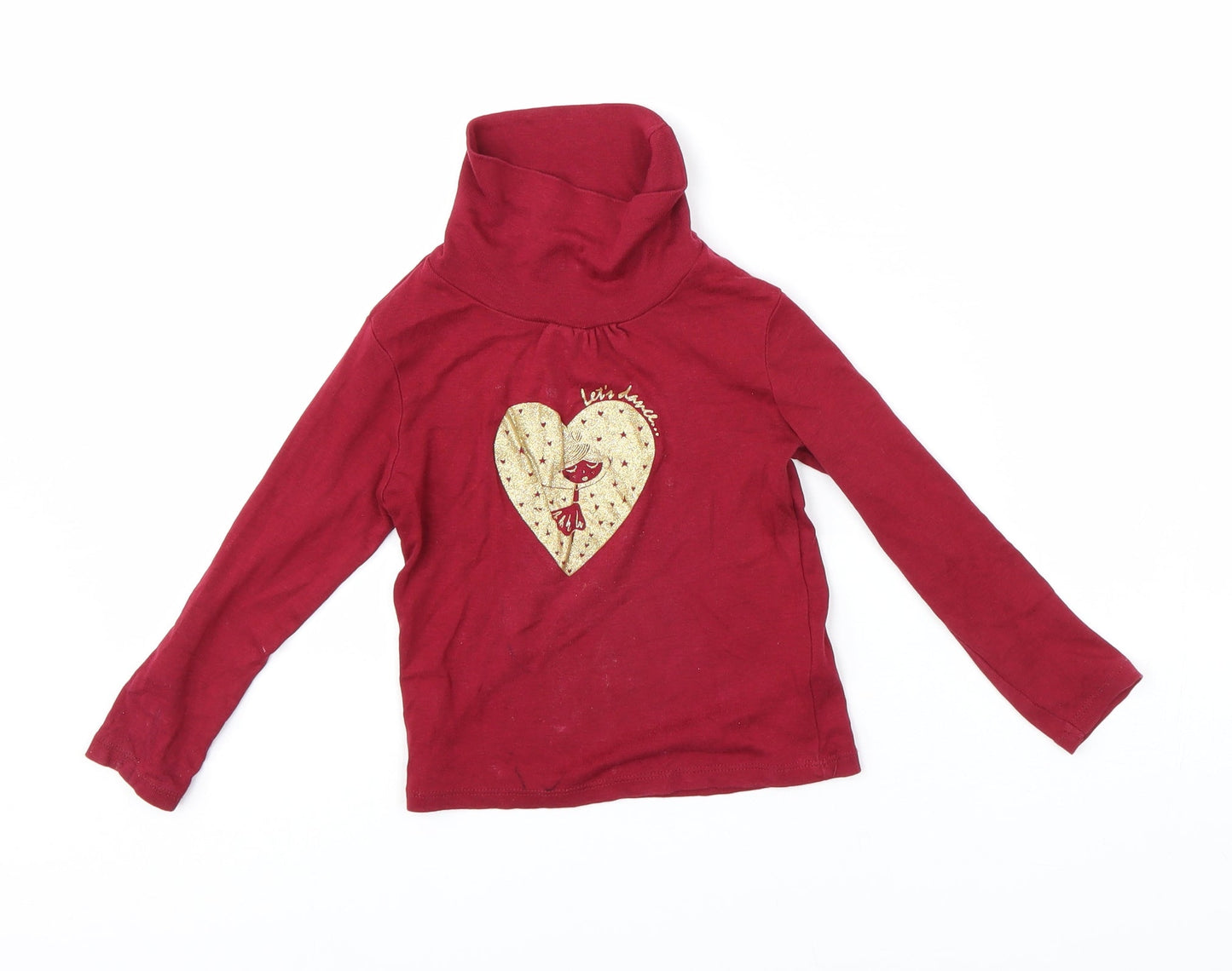 vert baudet Girls Red   Basic T-Shirt Size 4 Years  - lets dance