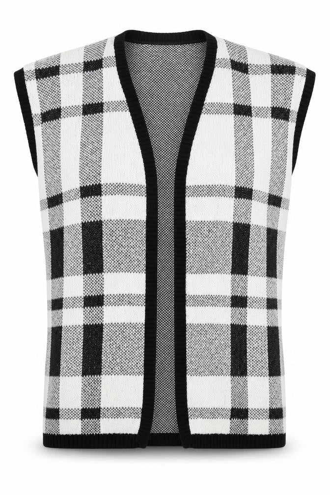South Womens Grey Plaid  Vest Jumper Size 8