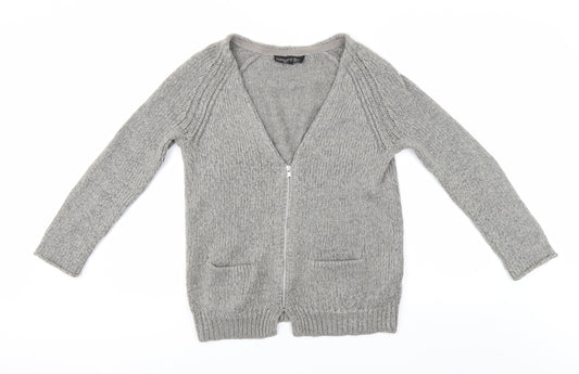Topshop Womens Grey   Full Zip Jumper Size 8