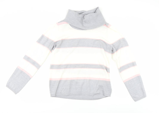 M&S Womens Grey Striped  Pullover Jumper Size 12