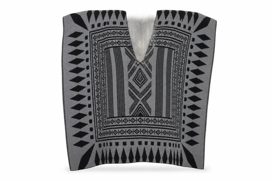 River Island Womens Grey Geometric  Cape Jumper Size M