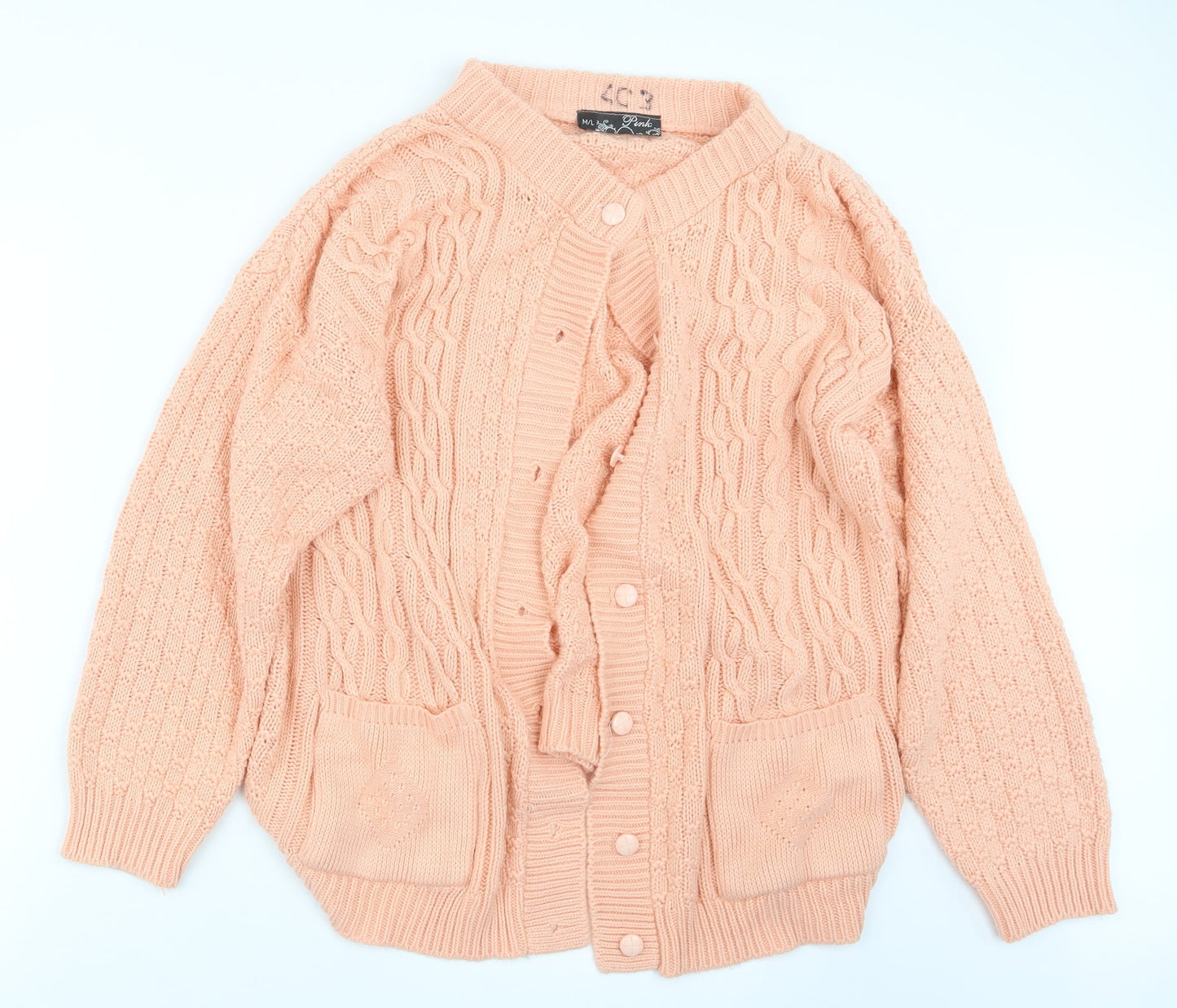 PINK Womens Pink  Knit Cardigan Jumper Size M