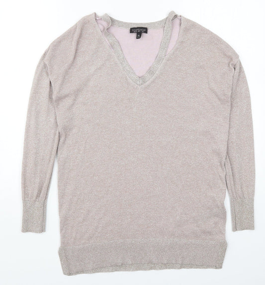Topshop Womens Pink  Knit Pullover Jumper Size 6
