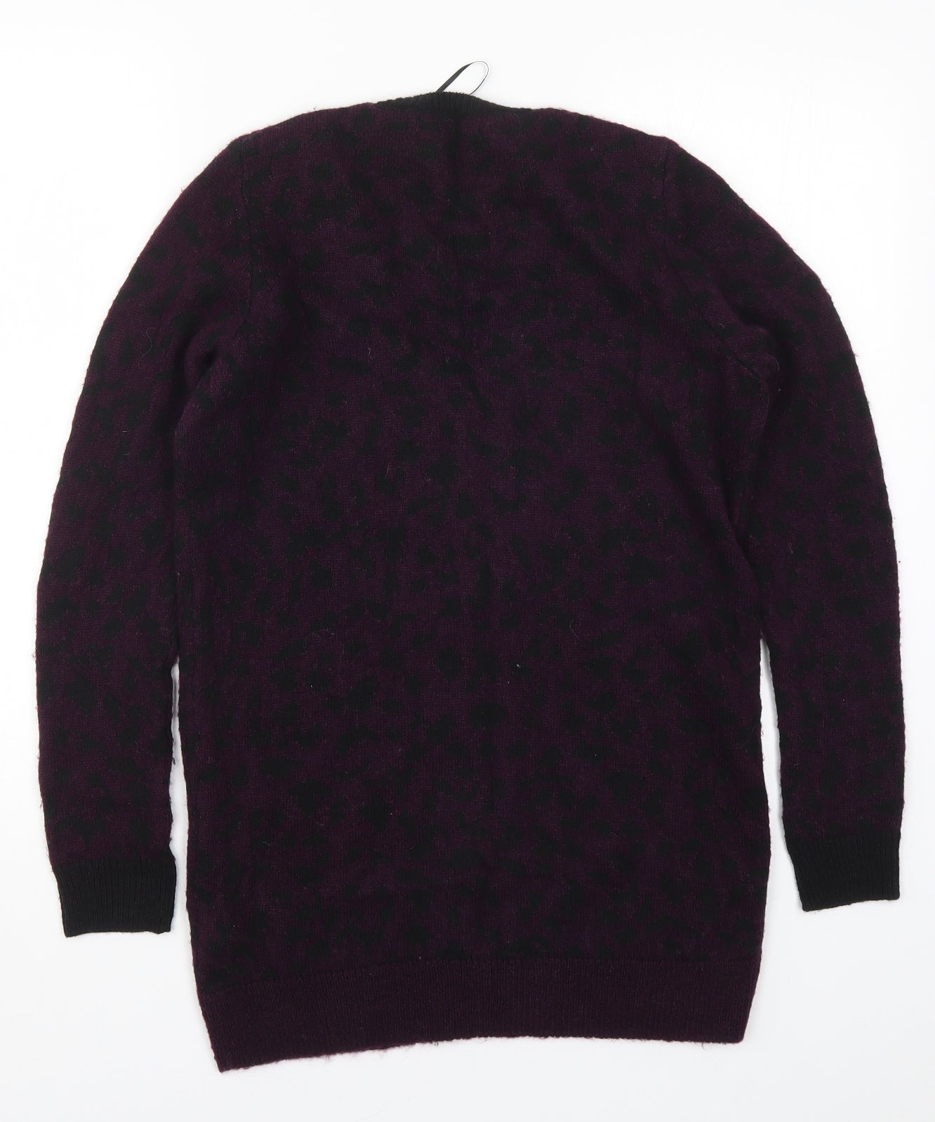 Marks and Spencer Womens Purple Animal Print Knit Full Zip Jumper Size 6