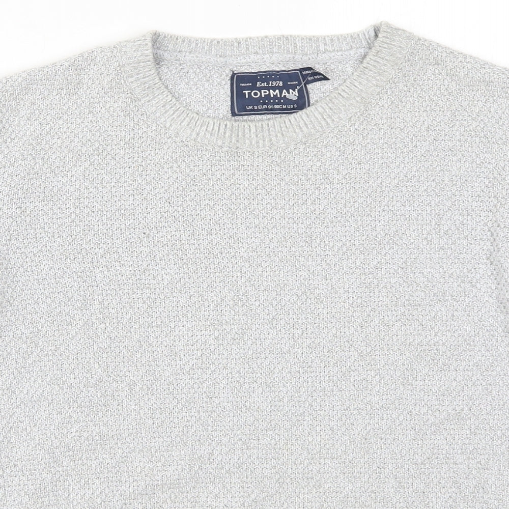 Topman Mens Grey  Knit Pullover Jumper Size S