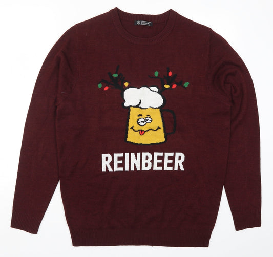 Avenue Mens Red  Knit Pullover Jumper Size M  - Reinbeer