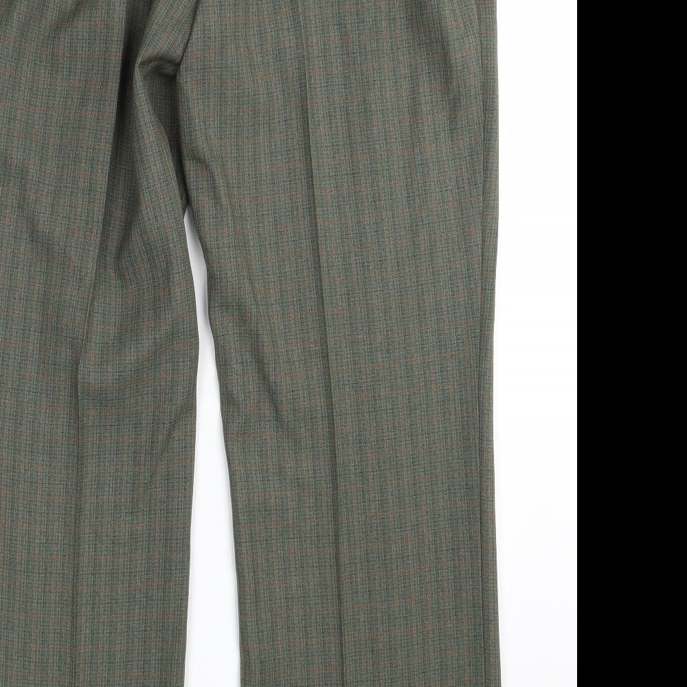 M&S Womens Green Striped  Dress Pants Trousers Size 16 L28 in