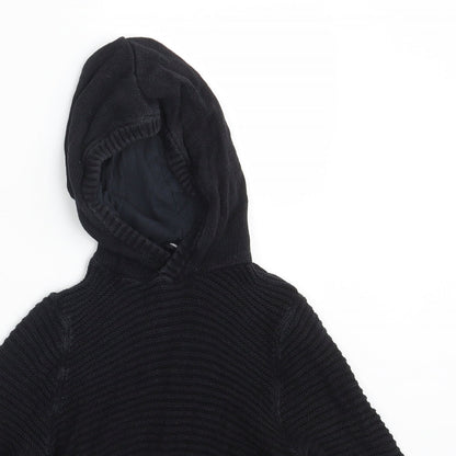 M&Co Girls Black  Knit Pullover Hoodie Size 7-8 Years
