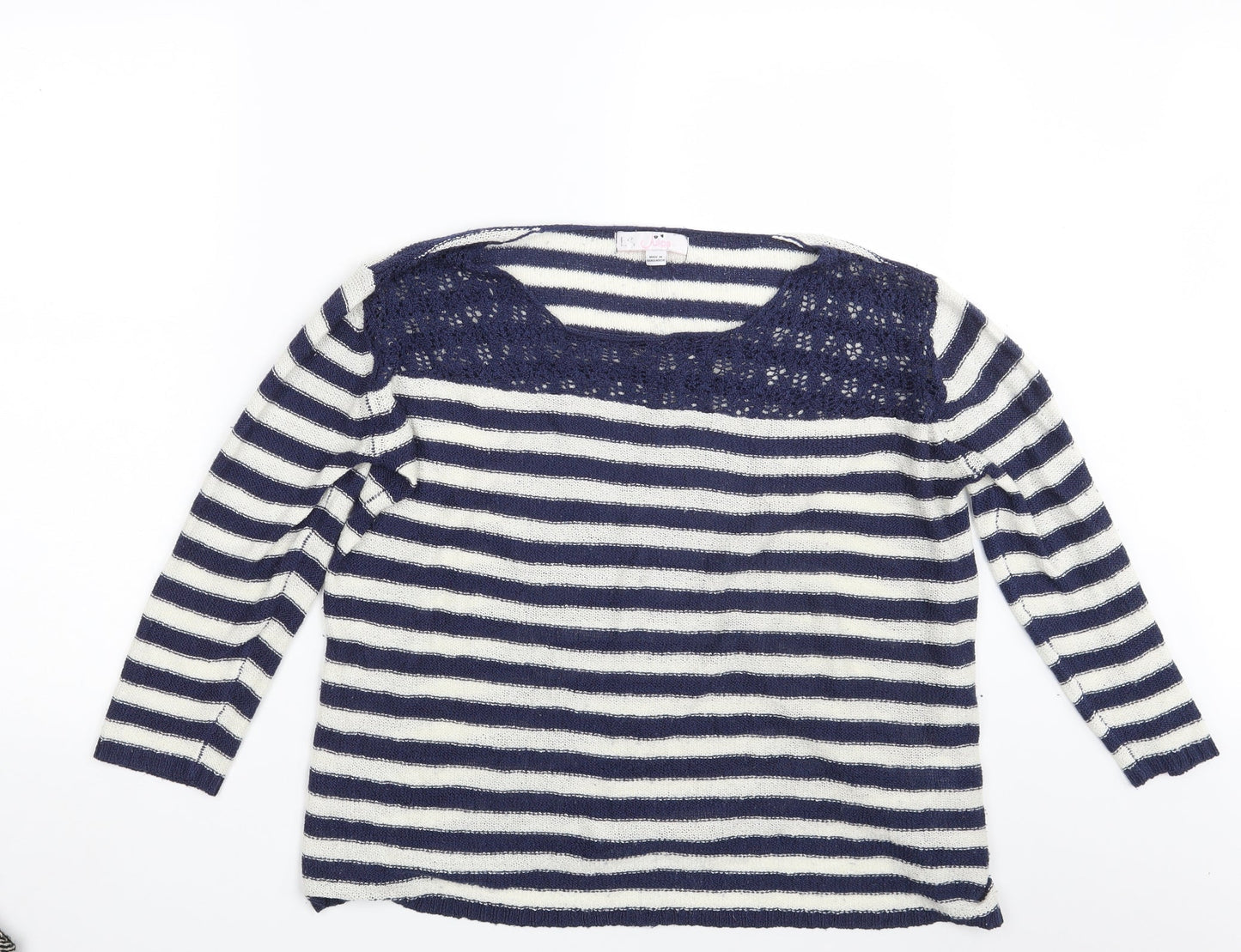 Julipa Womens Blue Striped  Pullover Sweatshirt Size 16