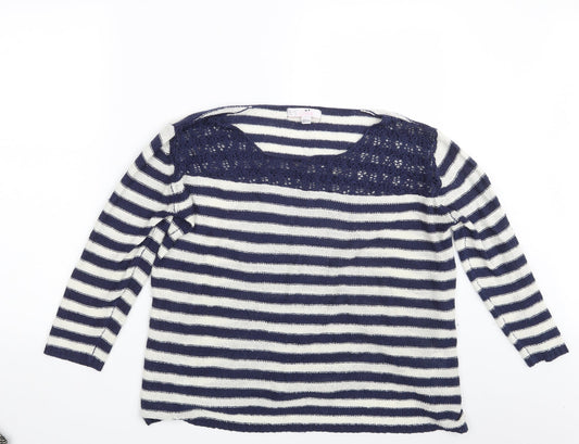 Julipa Womens Blue Striped  Pullover Sweatshirt Size 16