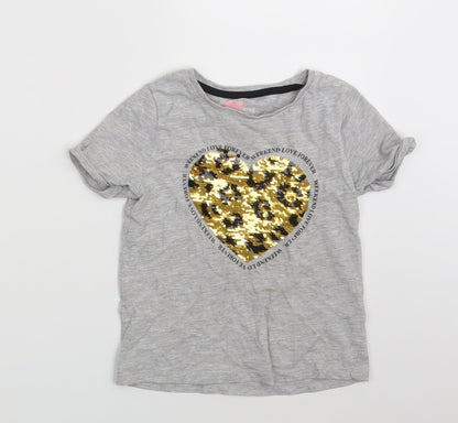 Preloved Matalan Girls Grey   Basic T-Shirt Size 5 Years - Front