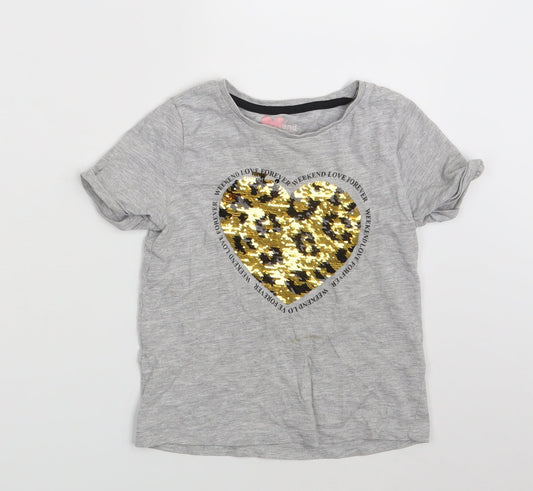 Matalan Girls Grey   Basic T-Shirt Size 5 Years