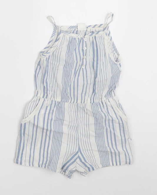 NEXT Girls White Striped  Jumpsuit One-Piece Size 5 Years