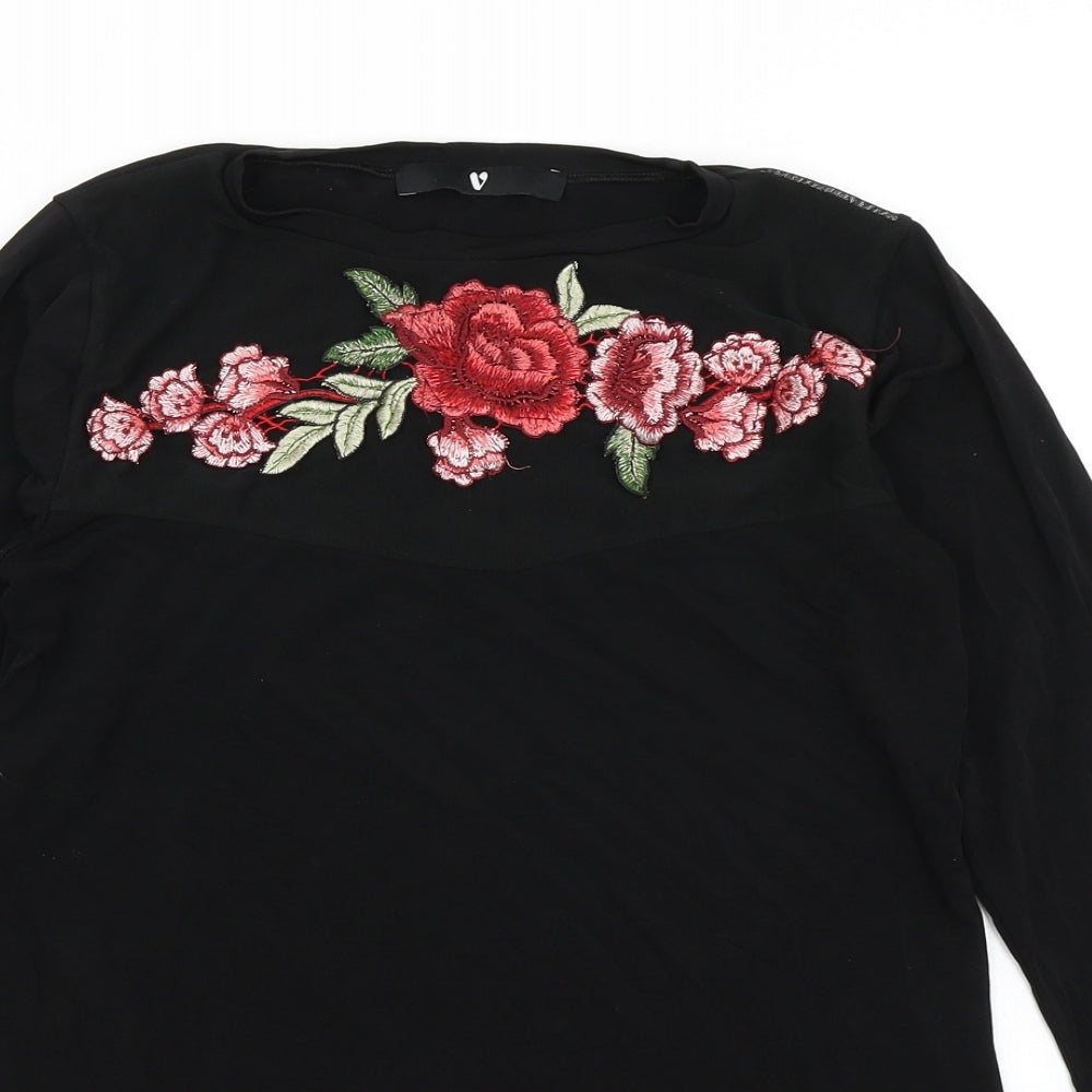 V by Very Womens Black   Basic T-Shirt Size 10