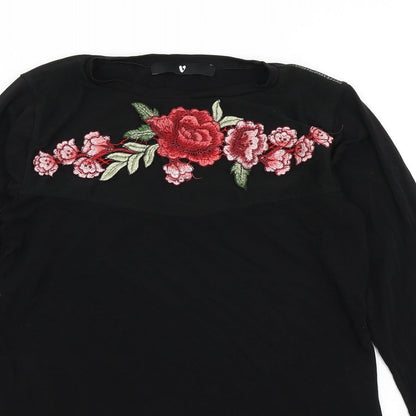 V by Very Womens Black   Basic T-Shirt Size 10