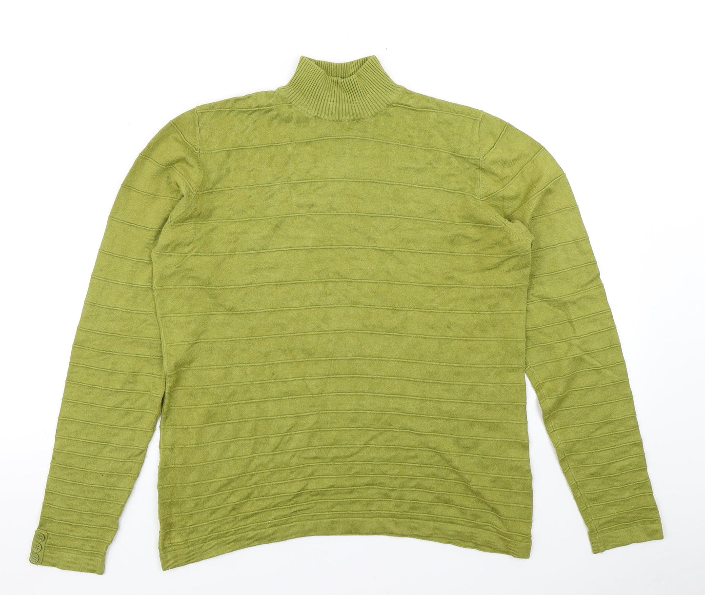 Isle Womens Green Striped Knit Pullover Jumper Size M