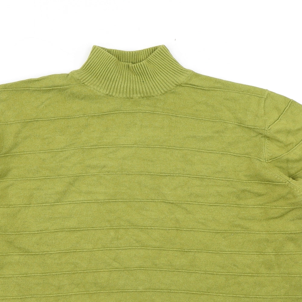 Isle Womens Green Striped Knit Pullover Jumper Size M