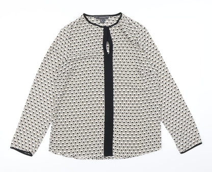 Primark Womens White Argyle/Diamond  Basic Blouse Size 8