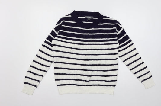 Studio Womens White Striped Knit Pullover Jumper Size 8