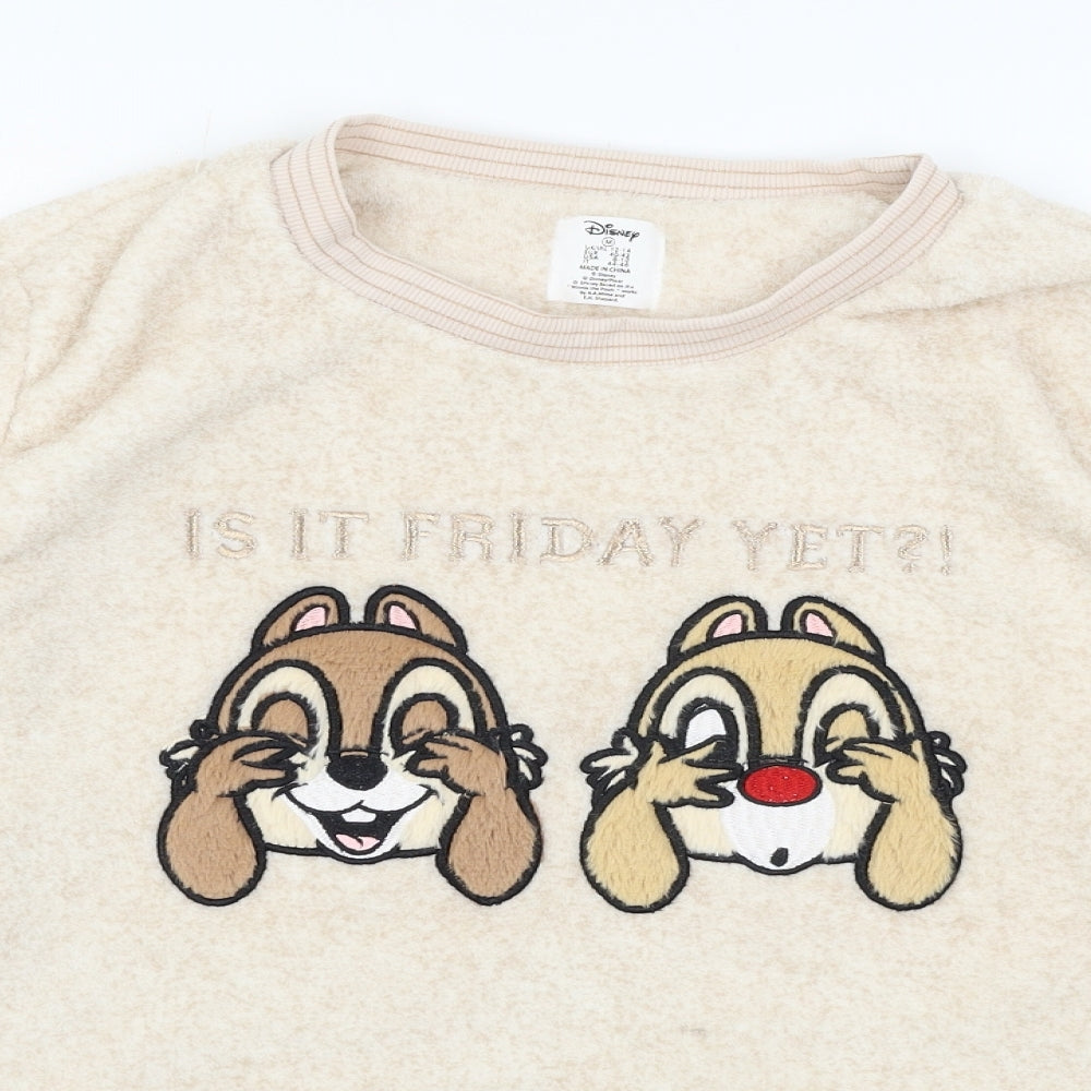 Disney Womens Pink Solid Microfibre Top Pyjama Top Size 12  - Chipmunks