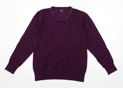 Image Womens Purple  Knit Pullover Jumper Size S