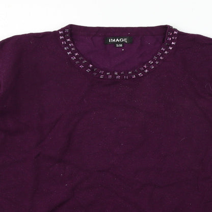 Image Womens Purple  Knit Pullover Jumper Size S