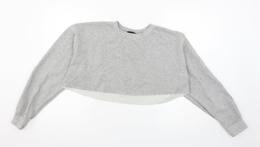 PRETTYLITTLETHING Womens Grey  Jersey Pullover Sweatshirt Size M
