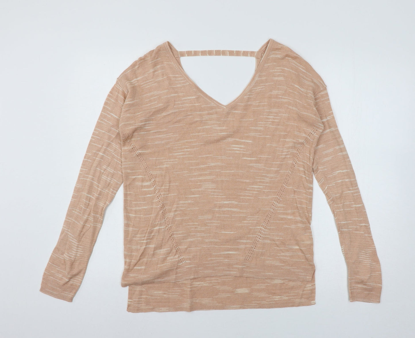 Marks and Spencer Womens Orange Striped Knit Pullover Jumper Size M