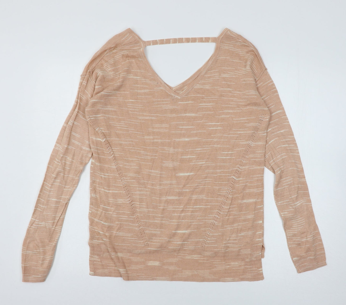 Marks and Spencer Womens Orange Striped Knit Pullover Jumper Size M