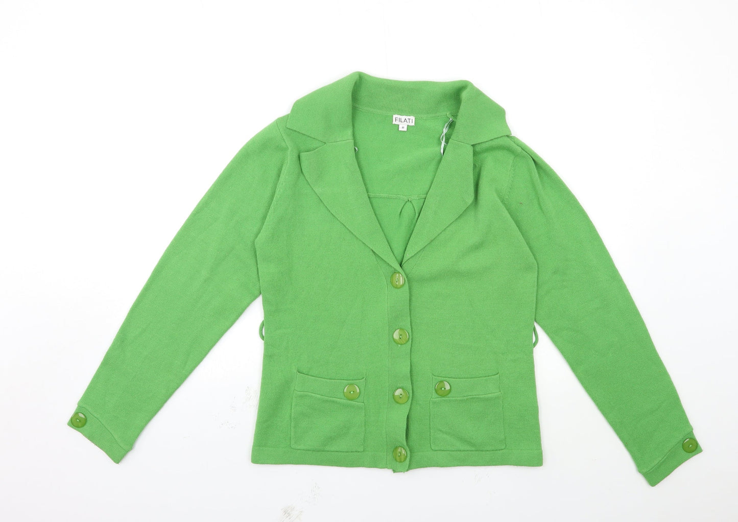 Filati Womens Green  Knit Cardigan Jumper Size M
