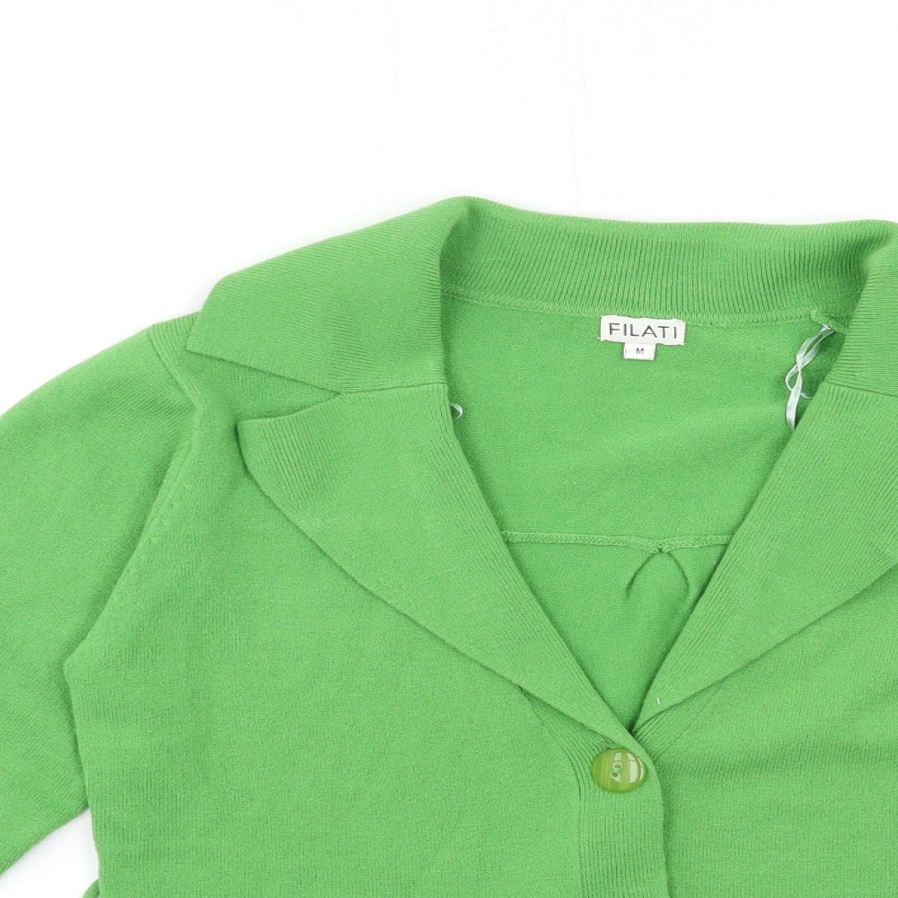 Filati Womens Green  Knit Cardigan Jumper Size M