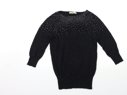 Oasis Womens Black  Knit Pullover Jumper Size XS
