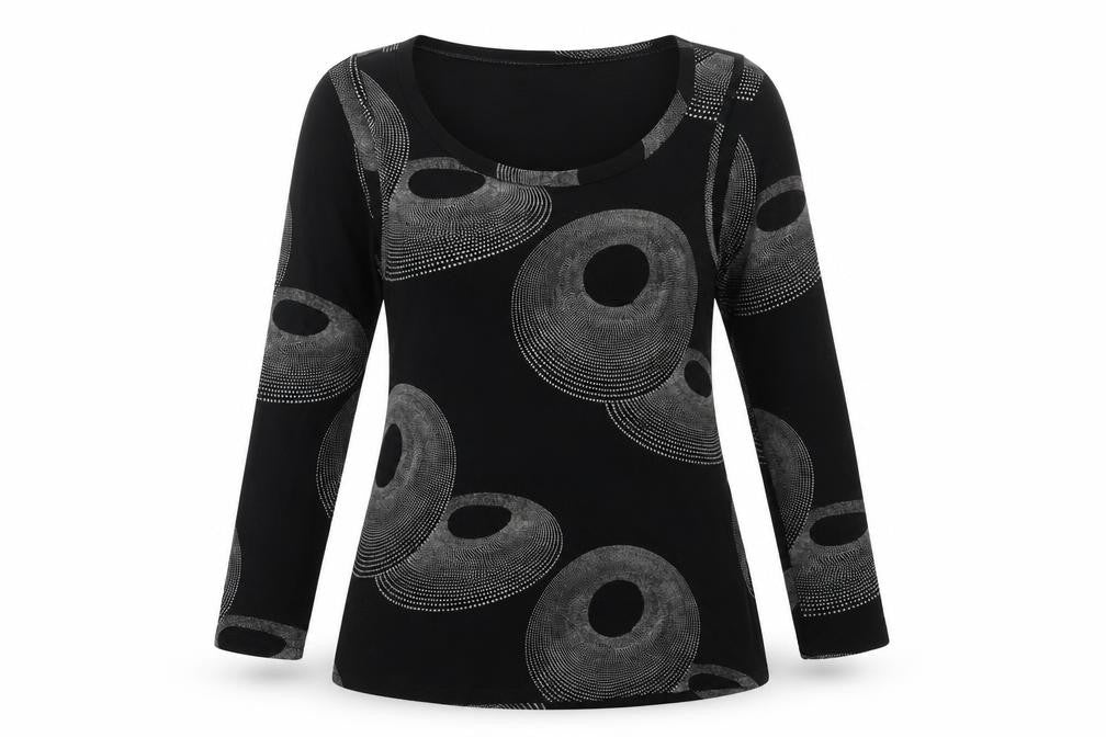 lauren yidal Womens Black Polka Dot  Basic T-Shirt Size M