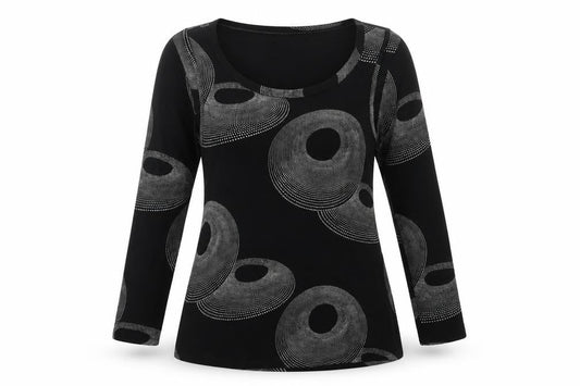 lauren yidal Womens Black Polka Dot  Basic T-Shirt Size M