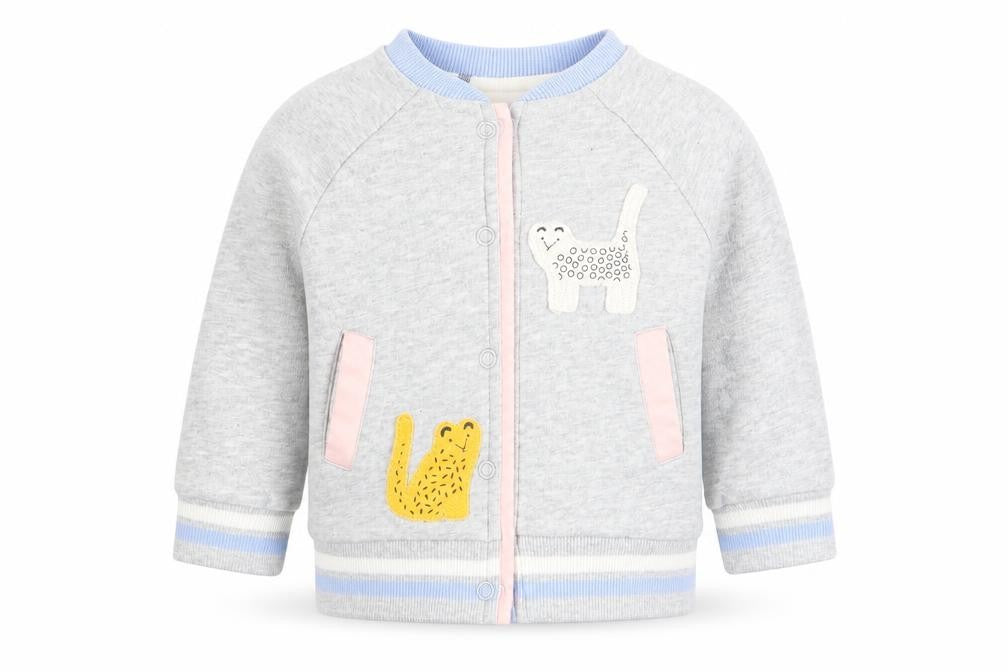 Mini Club Girls Grey Animal Print  Pullover Jumper Size 3-6 Months  - button up