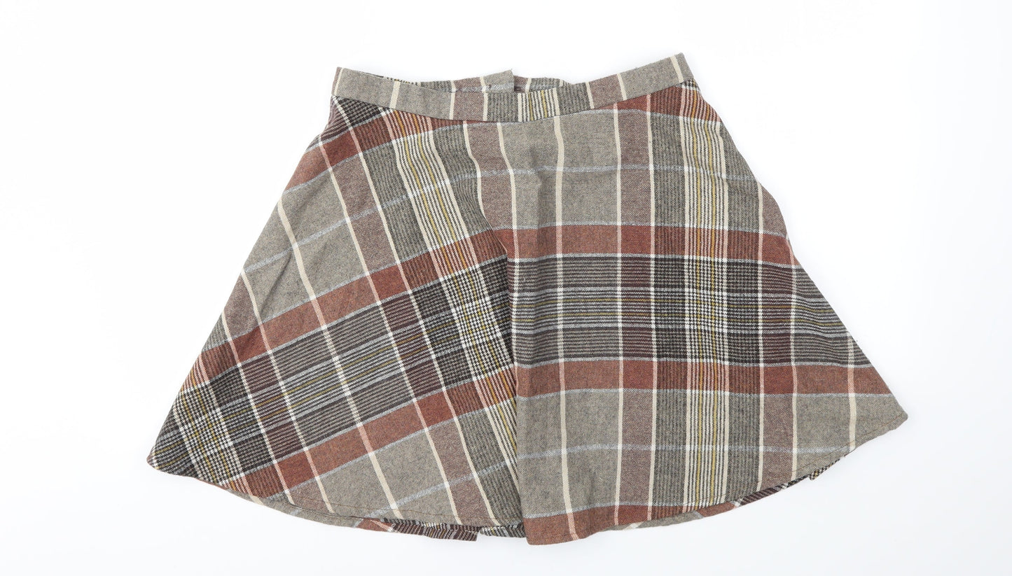 Preworn Womens Multicoloured Check  Flare Skirt Size 30 in