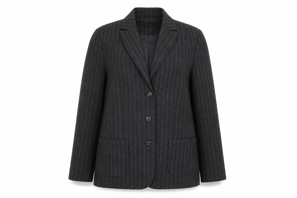 Oscar B Womens Grey Striped  Jacket Blazer Size 18
