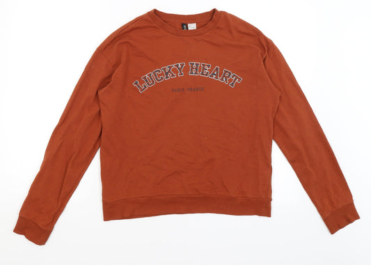 Divided Womens Brown   Pullover Jumper Size S  - Lucky Heart