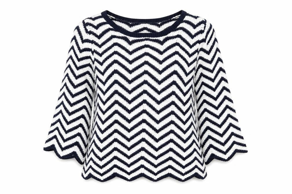 Yumi Womens Blue Geometric Knit Pullover Jumper Size S