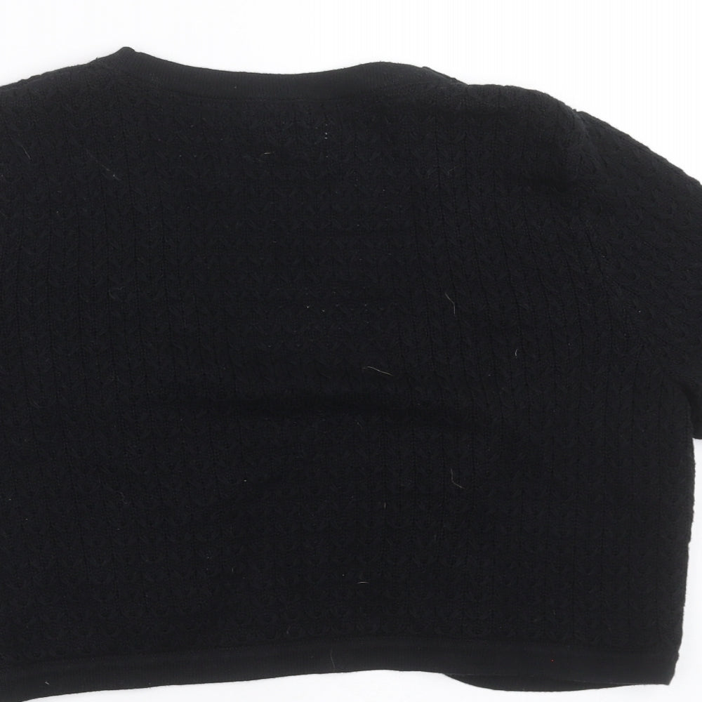 Maine New England Womens Black Geometric  Shrug Jumper Size 12