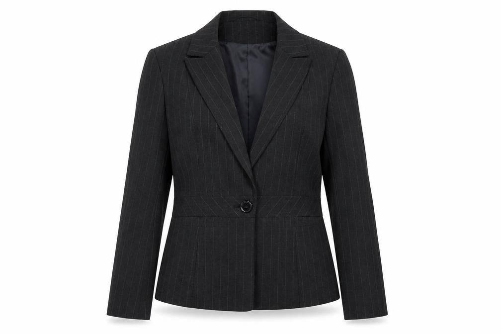 AMARANTO Womens Grey Striped  Jacket Suit Jacket Size 14