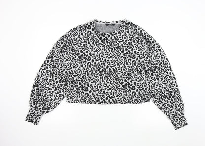 George Womens Grey Animal Print  Pullover Jumper Size S