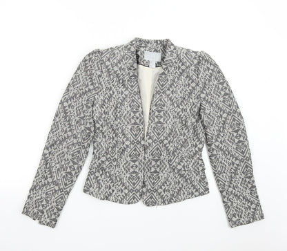 H&M Womens Grey Geometric  Jacket Blazer Size 8